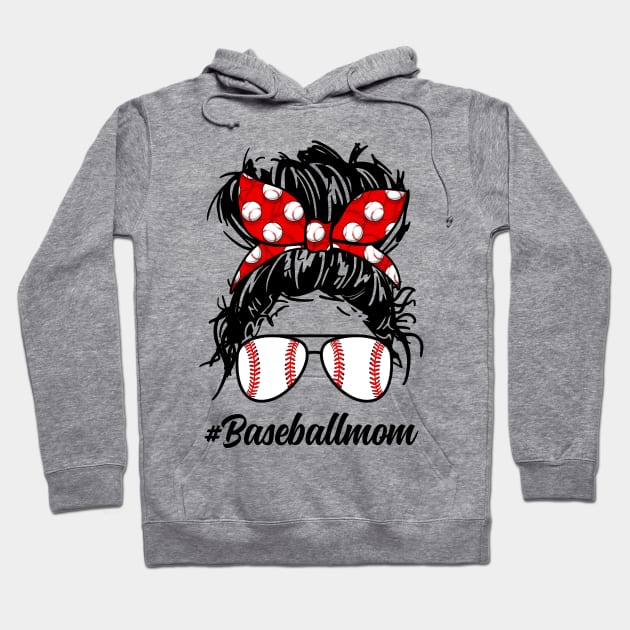 Baseball Mom Mother Day Messy Bun Hoodie by Pelman